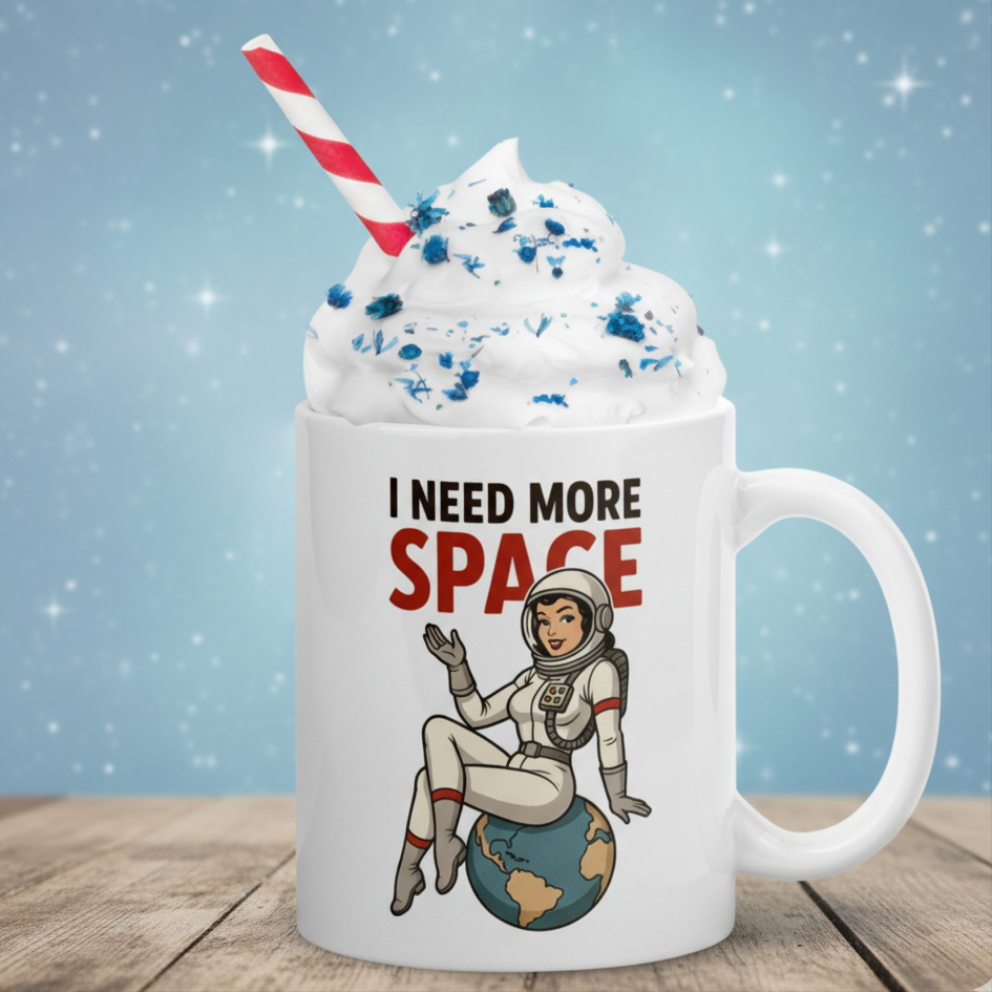 Taza de Cerámica de Astronomía - Regalo Original Pin Up               "I Need More Space"