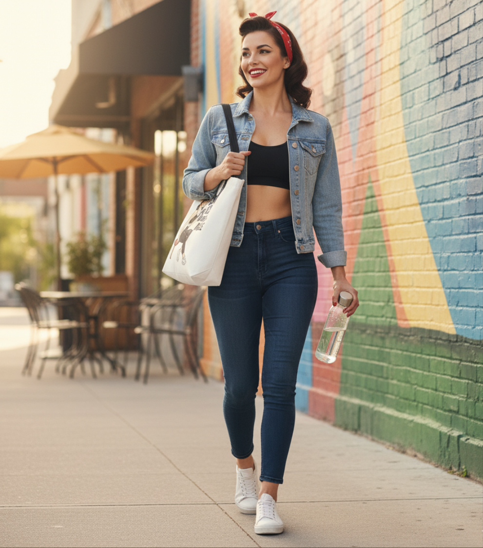Bolso Tote Fitness para Gimnasio - Estilo Pin Up                     "Strong, Sexy, Unstoppable"