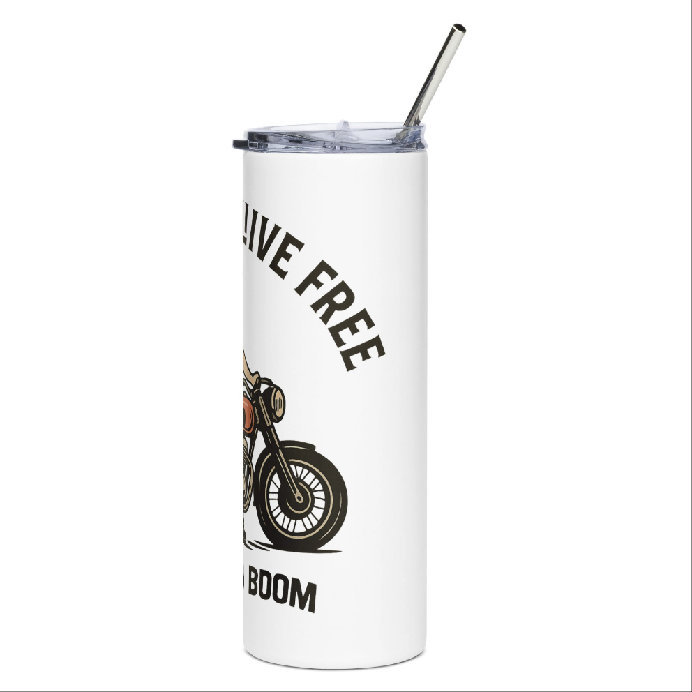Vaso de Acero Inoxidable Motera - Botella Térmica Pin Up         "Ride Hard Live Free"