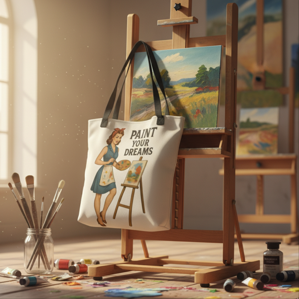 Bolso Tote para Artista y Pintora - Estilo Pin Up "Paint Your Dreams"