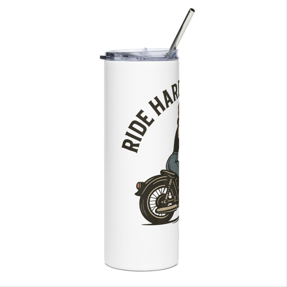 Vaso de Acero Inoxidable Motera - Botella Térmica Pin Up         "Ride Hard Live Free"