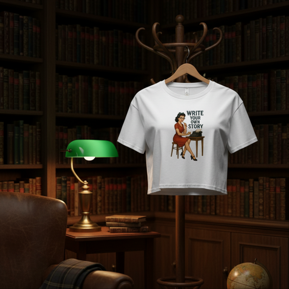 Crop Top de Escritora para Mujer - Camiseta Corta Retro          "Write Your Own Story"