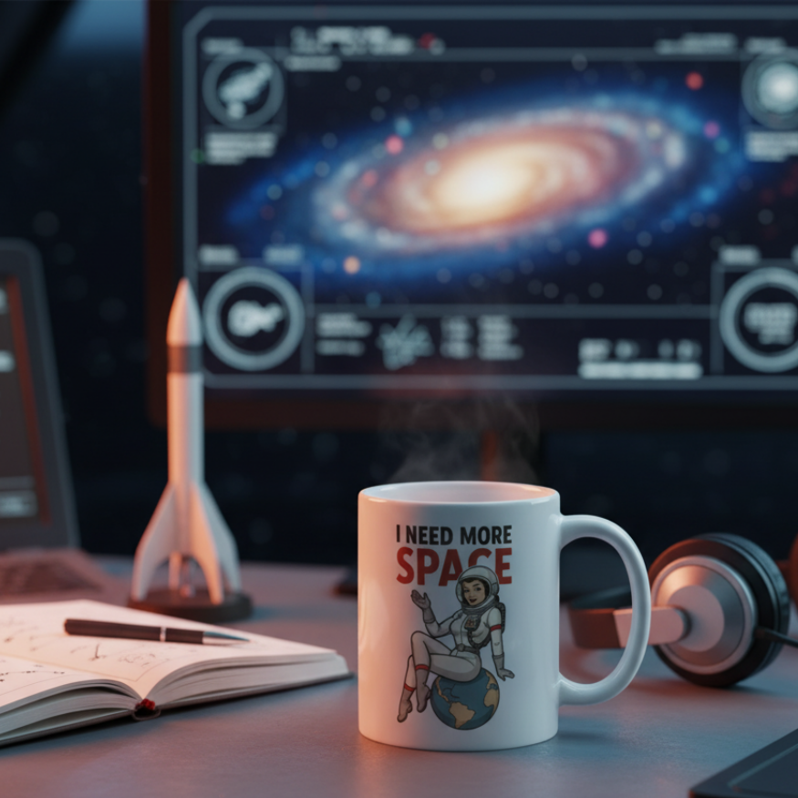 Taza de Cerámica de Astronomía - Regalo Original Pin Up               "I Need More Space"