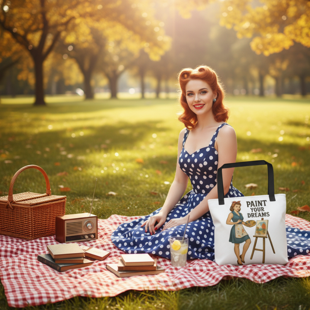 Bolso Tote para Artista y Pintora - Estilo Pin Up "Paint Your Dreams"