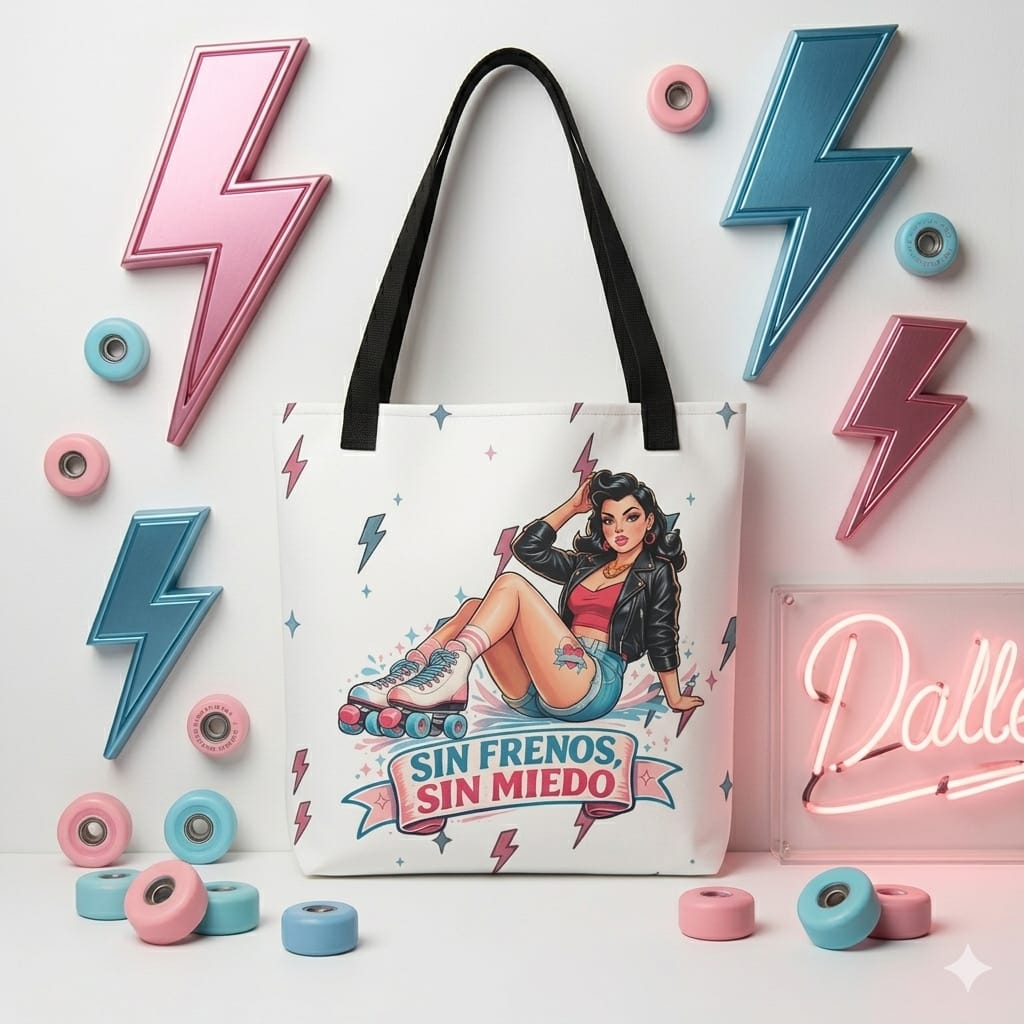 Bolso Tote Patinadora Retro                                                - Estilo Pin Up                            "Sin Freno, Sin Miedo"