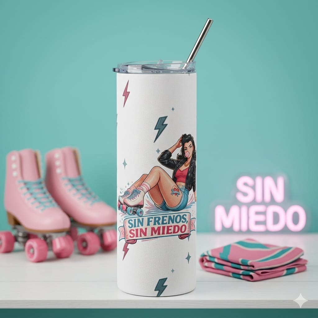 Vaso Térmico para Patinadora. - Botella Reutilizable Pin Up        "Sin Freno, Sin Miedo"