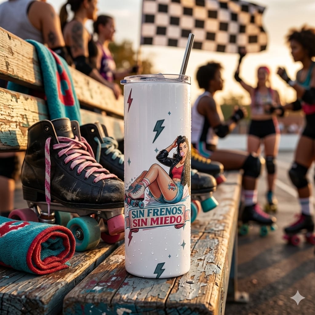 Vaso Térmico para Patinadora. - Botella Reutilizable Pin Up        "Sin Freno, Sin Miedo"