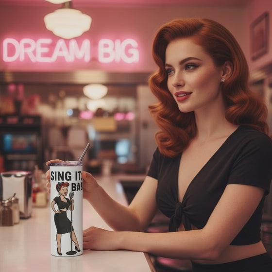 Vaso de Acero Inoxidable para Cantante - Botella Térmica Pin Up "Sing It, Baby"