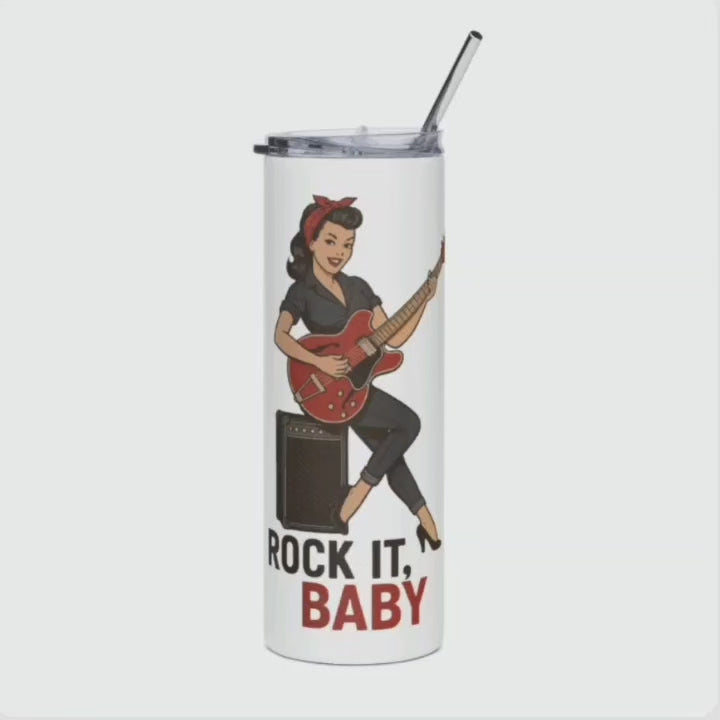 Vaso de Acero Inoxidable Rockera - Botella Térmica Pin Up "Rock It, Baby"