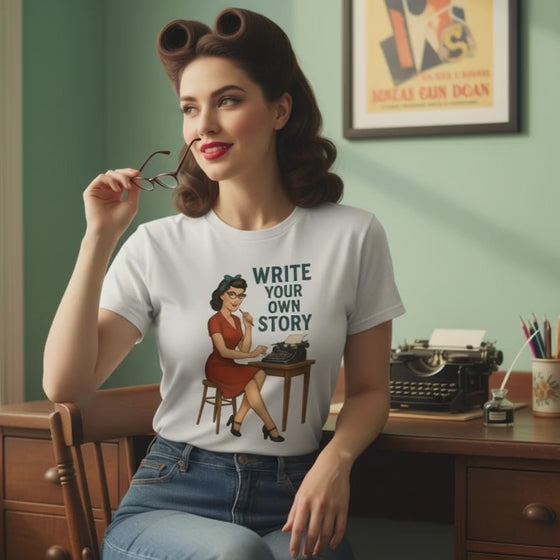 Crop Top de Escritora para Mujer - Camiseta Corta Retro          "Write Your Own Story"