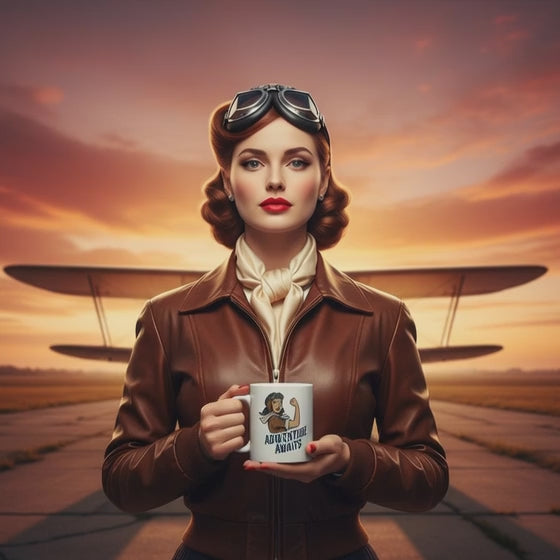 Taza de Cerámica Aventurera - Regalo Original Pin Up "Adventure Awaits"
