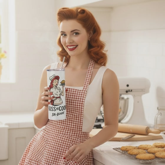 Vaso de Acero Inoxidable Cocinera - Botella Térmica Pin Up "Kiss the Cook Ba-Boom"