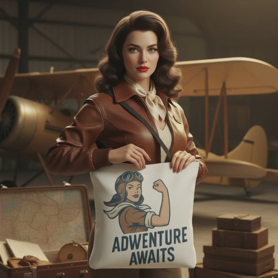 Bolso Tote para Viaje y Aventura - Estilo Pin Up                "Adventure Awaits"