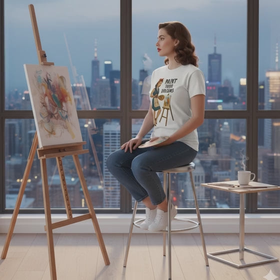 Camiseta larga de Artista para Mujer - Diseño Vintage Pin Up "Paint Your Dreams"