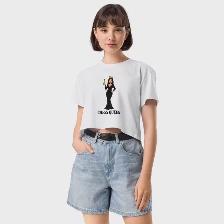 Camiseta corta / Crop-top unisex "Reina de Ajedrez"