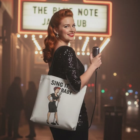 Bolso Tote para Partituras y Música - Estilo Pin Up             "Sing It, Baby"