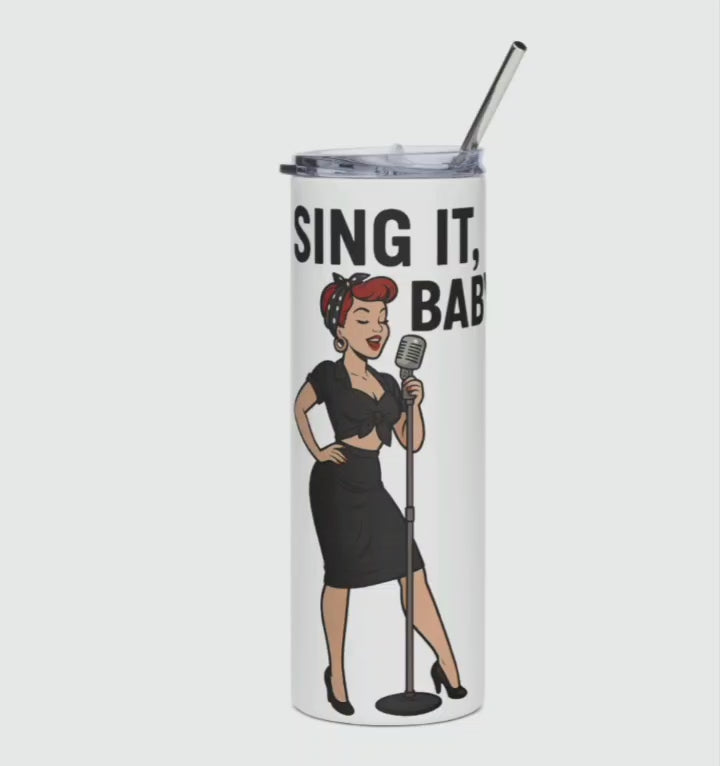 Vaso de Acero Inoxidable para Cantante - Botella Térmica Pin Up "Sing It, Baby"