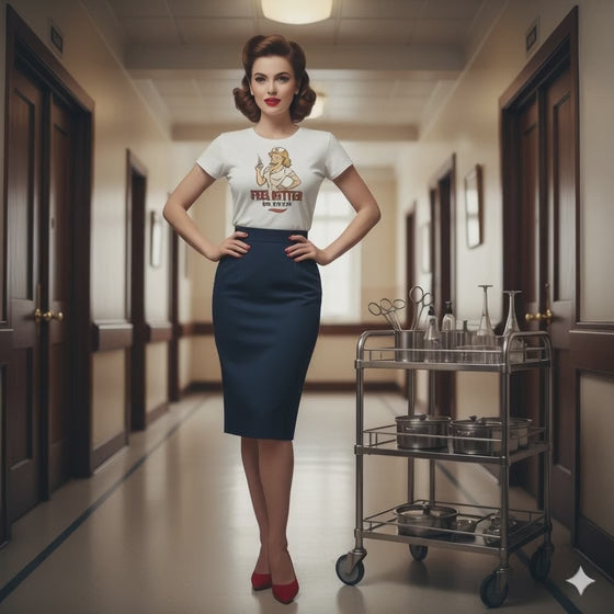 Crop Top de Enfermera para Mujer - Camiseta Corta Retro "Feel Better Ba-Boom"