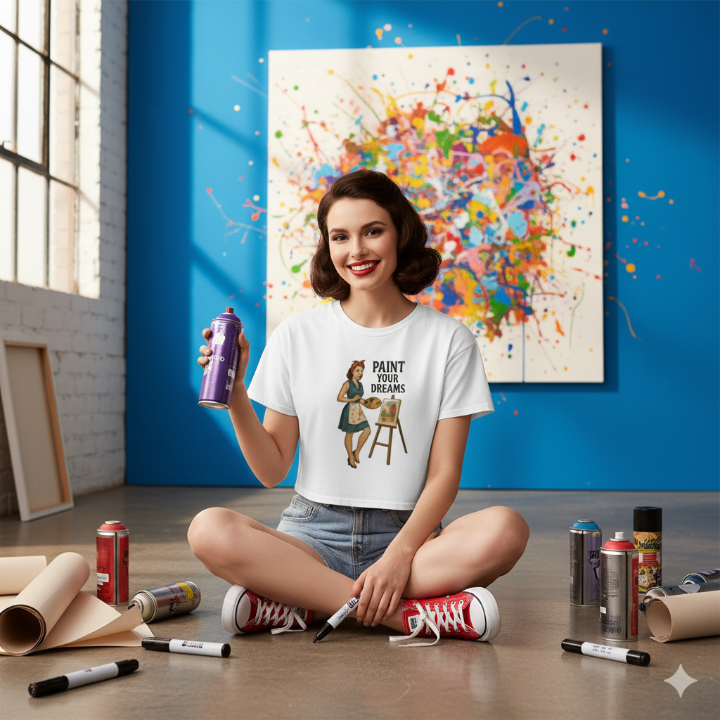 Crop Top de Pintora para Mujer - Camiseta Corta Retro              "Paint Your Dreams"