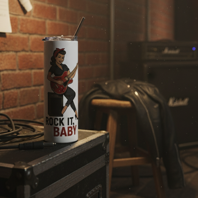 Vaso de Acero Inoxidable Rockera - Botella Térmica Pin Up "Rock It, Baby"