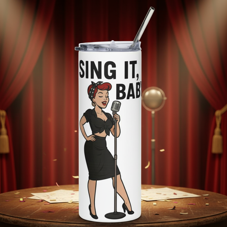 Vaso de Acero Inoxidable para Cantante - Botella Térmica Pin Up "Sing It, Baby"