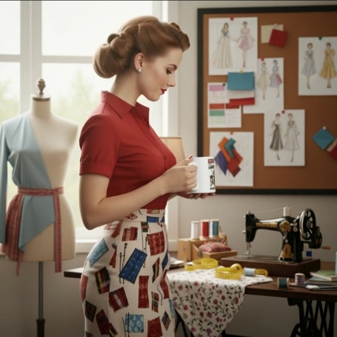 Taza de Cerámica para Costura - Regalo Original Pin Up       "Sewing is my superpower"