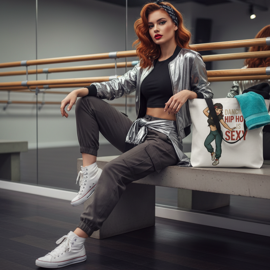 Bolso Tote de Baño y Hip Hop - Bolsa de Tela Pin Up "Dancing Hip Hop is Sexy"