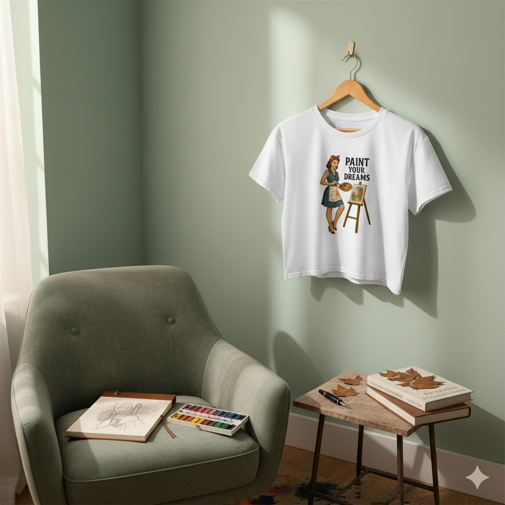 Crop Top de Pintora para Mujer - Camiseta Corta Retro              "Paint Your Dreams"