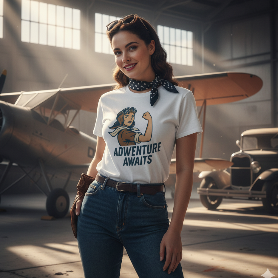 Camiseta larga de Aventura para Mujer - Diseño Vintage "Adventure Awaits"