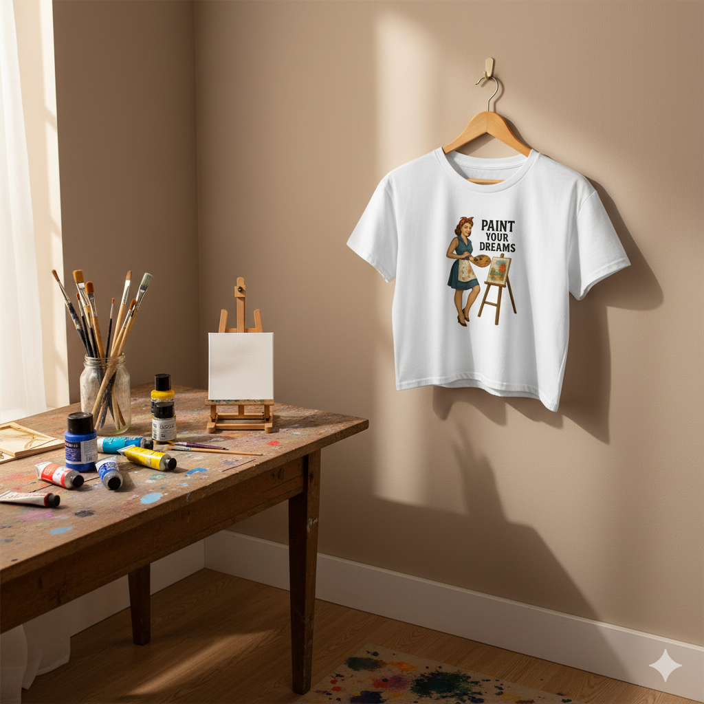 Crop Top de Pintora para Mujer - Camiseta Corta Retro              "Paint Your Dreams"