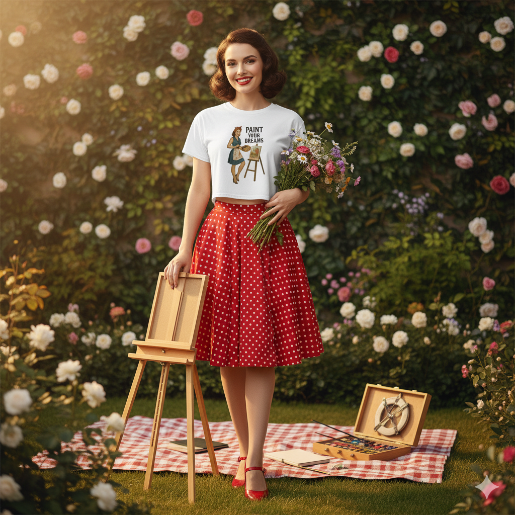 Crop Top de Pintora para Mujer - Camiseta Corta Retro              "Paint Your Dreams"