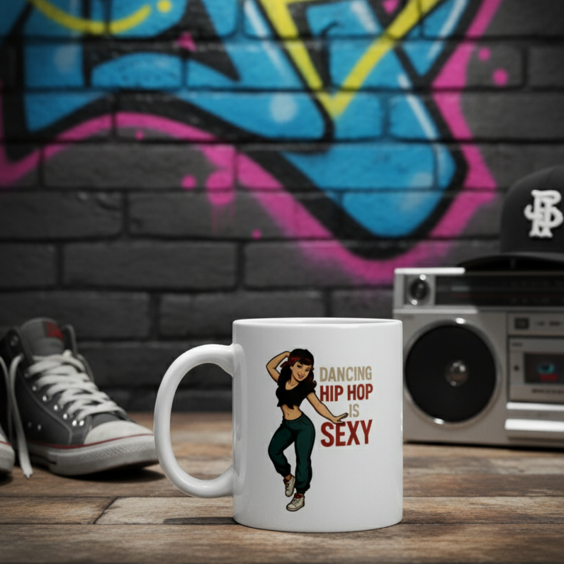 Taza de Cerámica Hip Hop - Regalo Original Pin Up     "Dancing Hip Hop is Sexy"