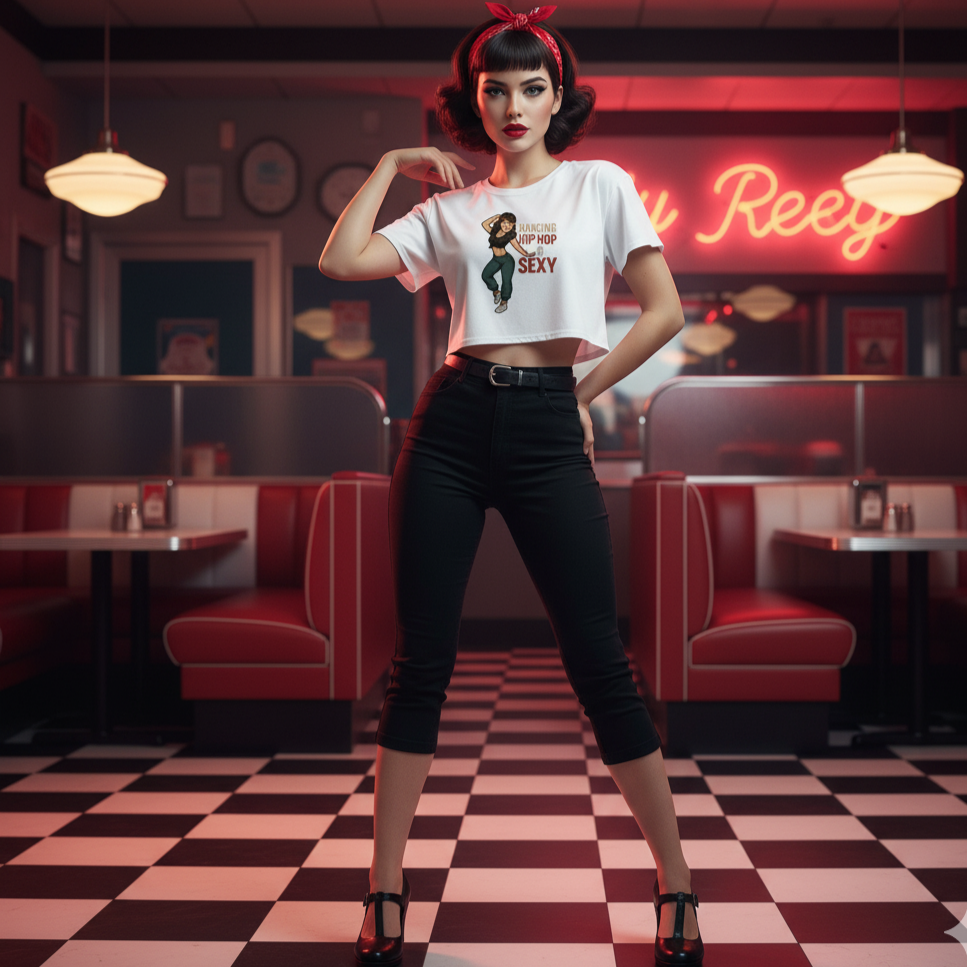 Crop Top de Hip Hop para Mujer - Camiseta Corta Retro     "Dancing Hip Hop is Sexy"