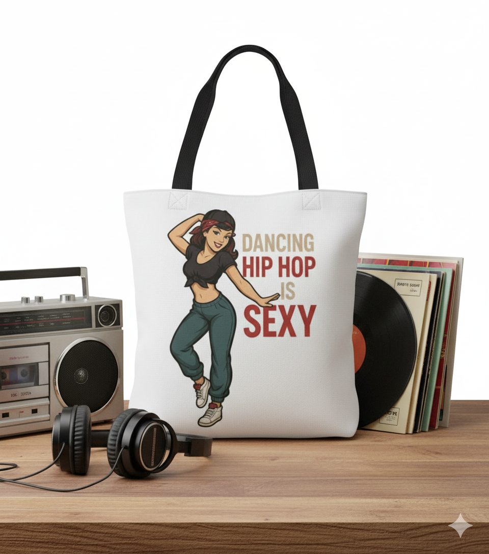 Bolso Tote de Baño y Hip Hop - Bolsa de Tela Pin Up "Dancing Hip Hop is Sexy"