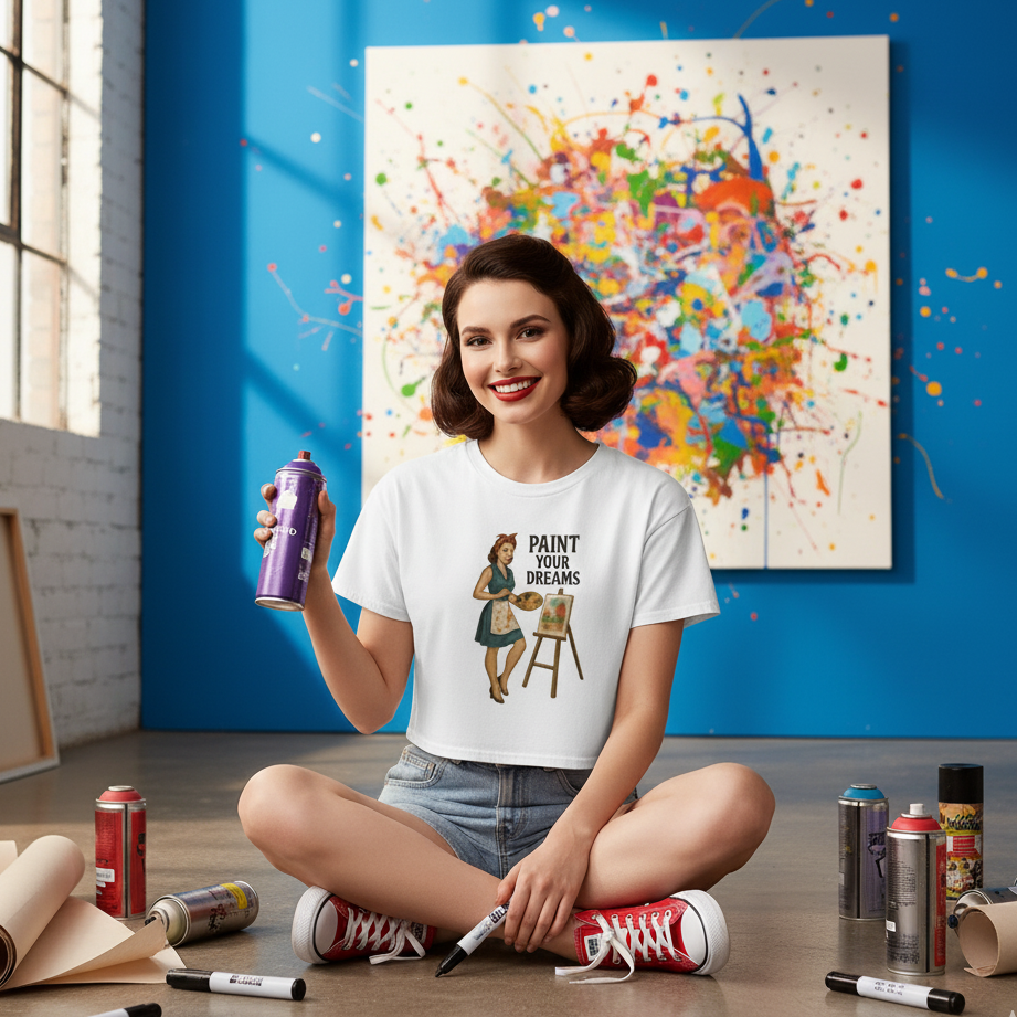 Crop Top de Pintora para Mujer - Camiseta Corta Retro              "Paint Your Dreams"