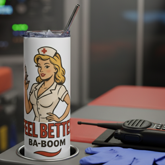 Vaso de Acero Inoxidable Enfermera - Botella Térmica Pin Up "Feel Better Ba-Boom"