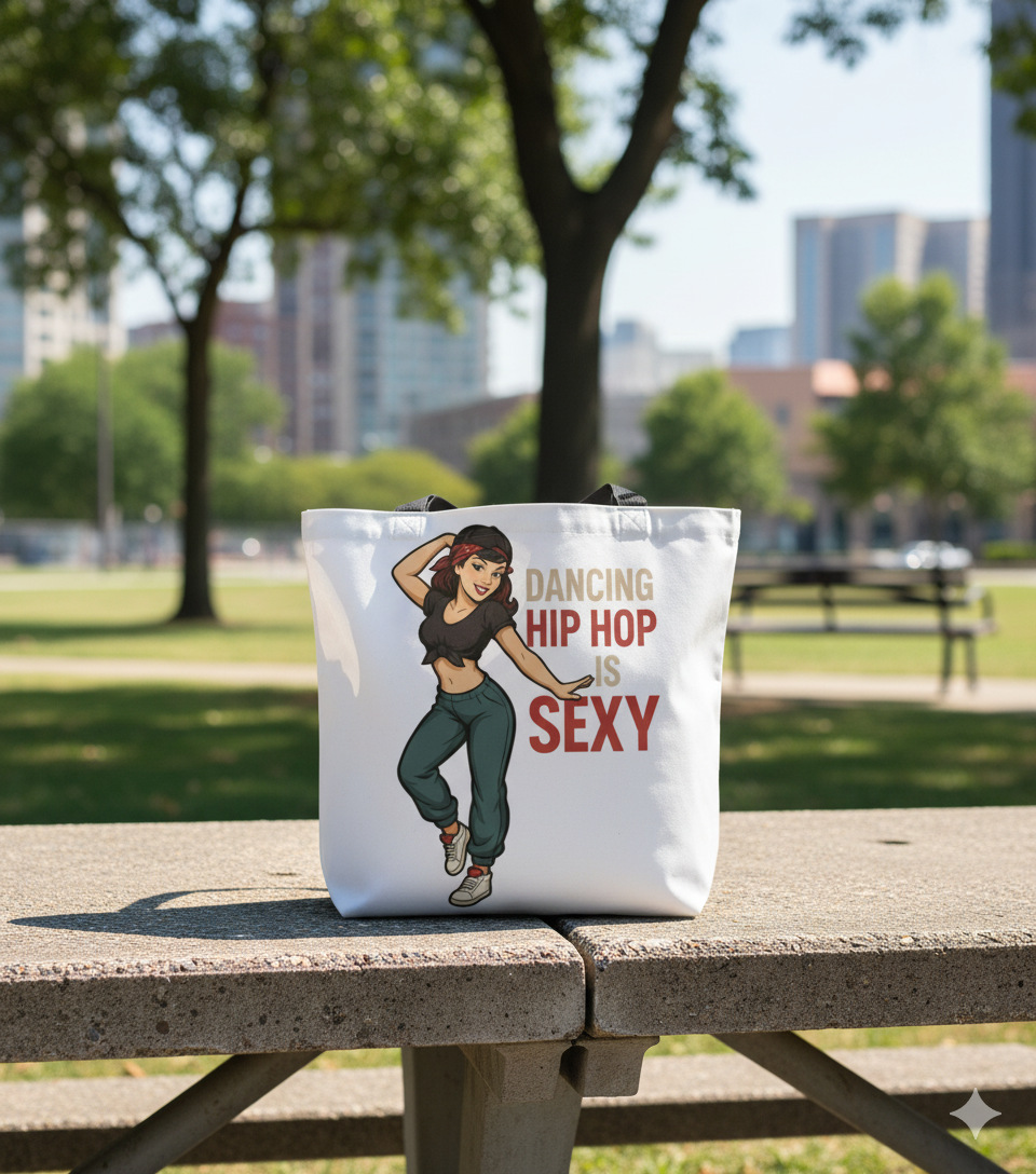 Bolso Tote de Baño y Hip Hop - Bolsa de Tela Pin Up "Dancing Hip Hop is Sexy"
