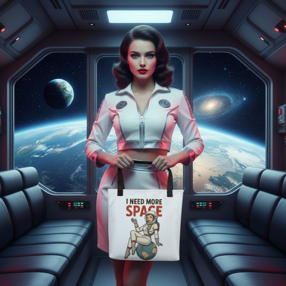 "Bolso Tote de Astronomía para Mujer - Estilo Pin Up                     "I Need More Space"