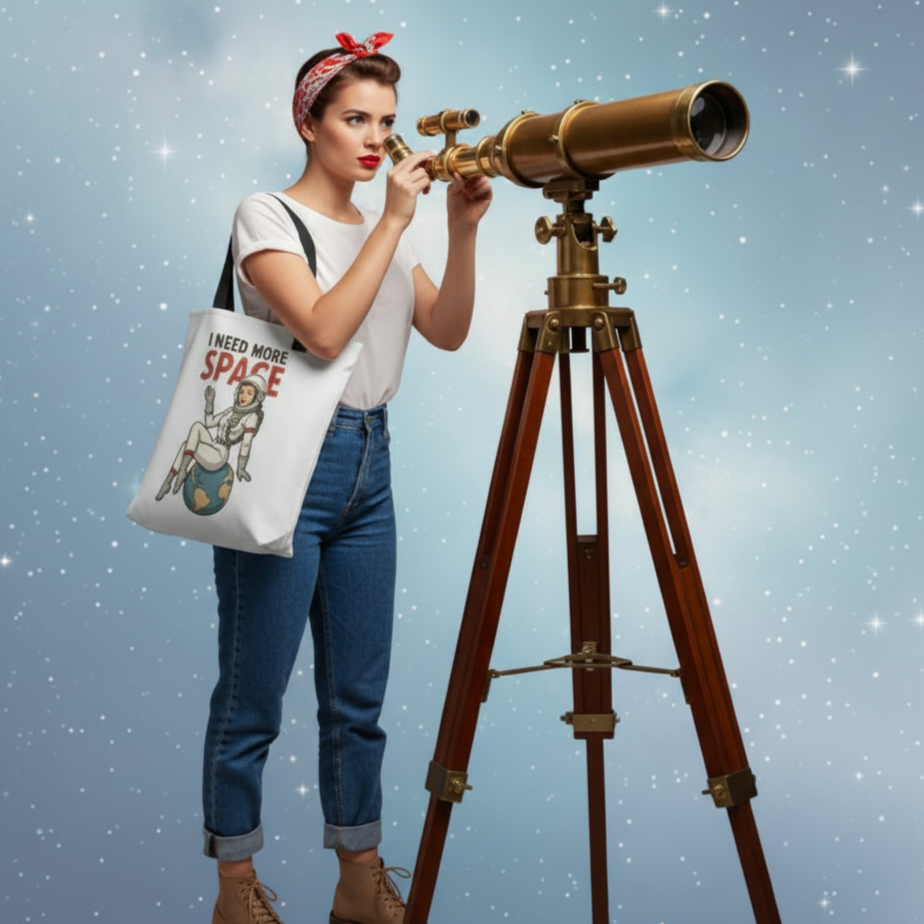 "Bolso Tote de Astronomía para Mujer - Estilo Pin Up                     "I Need More Space"