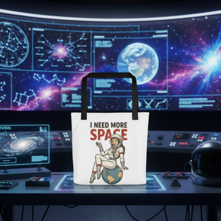 "Bolso Tote de Astronomía para Mujer - Estilo Pin Up                     "I Need More Space"
