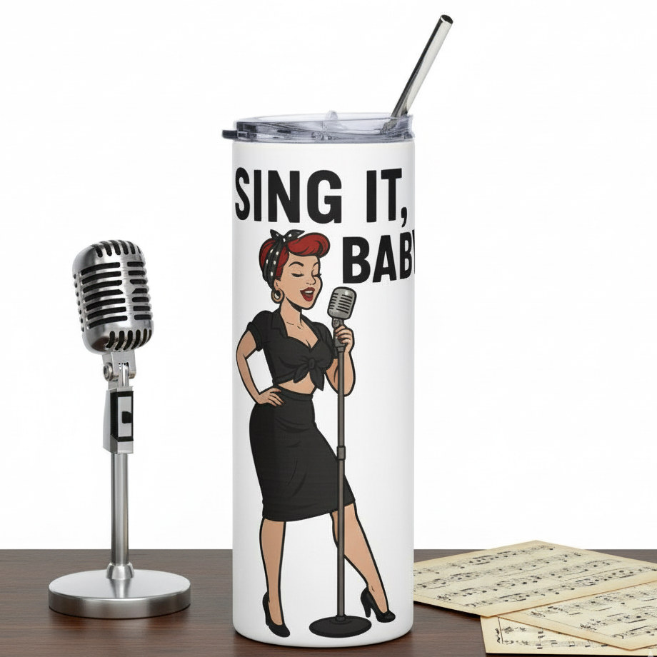 Vaso de Acero Inoxidable para Cantante - Botella Térmica Pin Up "Sing It, Baby"