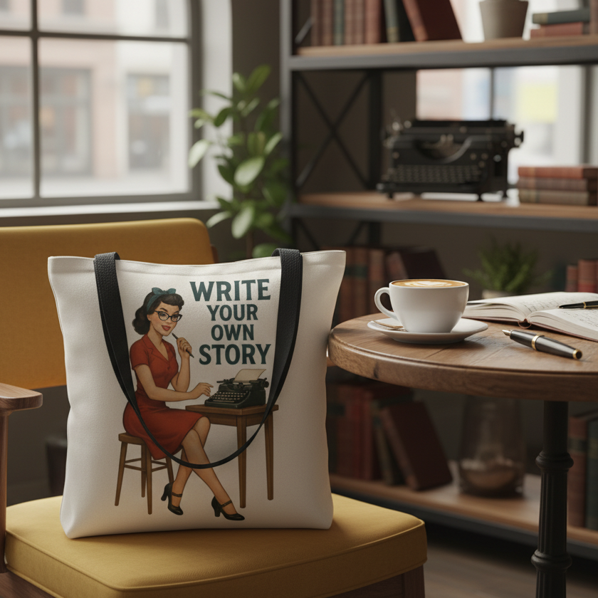 Bolso Tote para Escritora y Lectora - Estilo Pin Up            "Write Your Own Story"