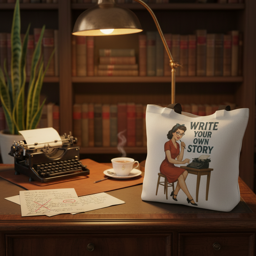 Bolso Tote para Escritora y Lectora - Estilo Pin Up            "Write Your Own Story"