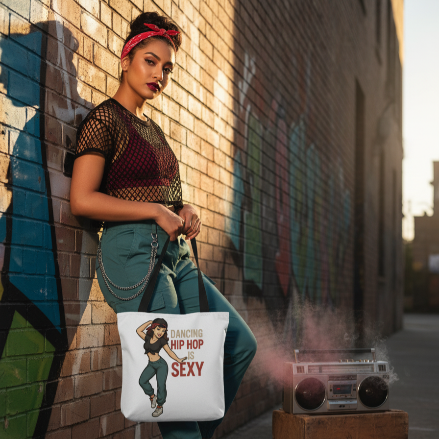 Bolso Tote de Baño y Hip Hop - Bolsa de Tela Pin Up "Dancing Hip Hop is Sexy"