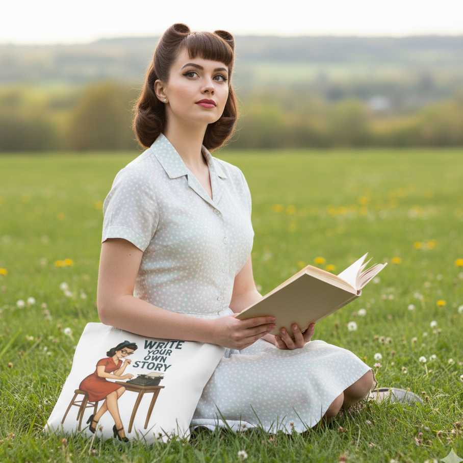 Bolso Tote para Escritora y Lectora - Estilo Pin Up            "Write Your Own Story"