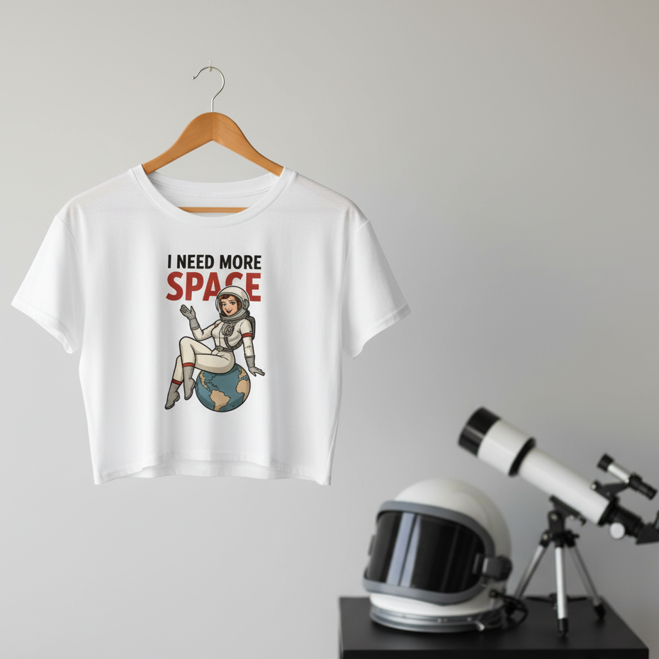Crop Top de Astronomía para Mujer - Camiseta Corta Retro       "I Need More Space"