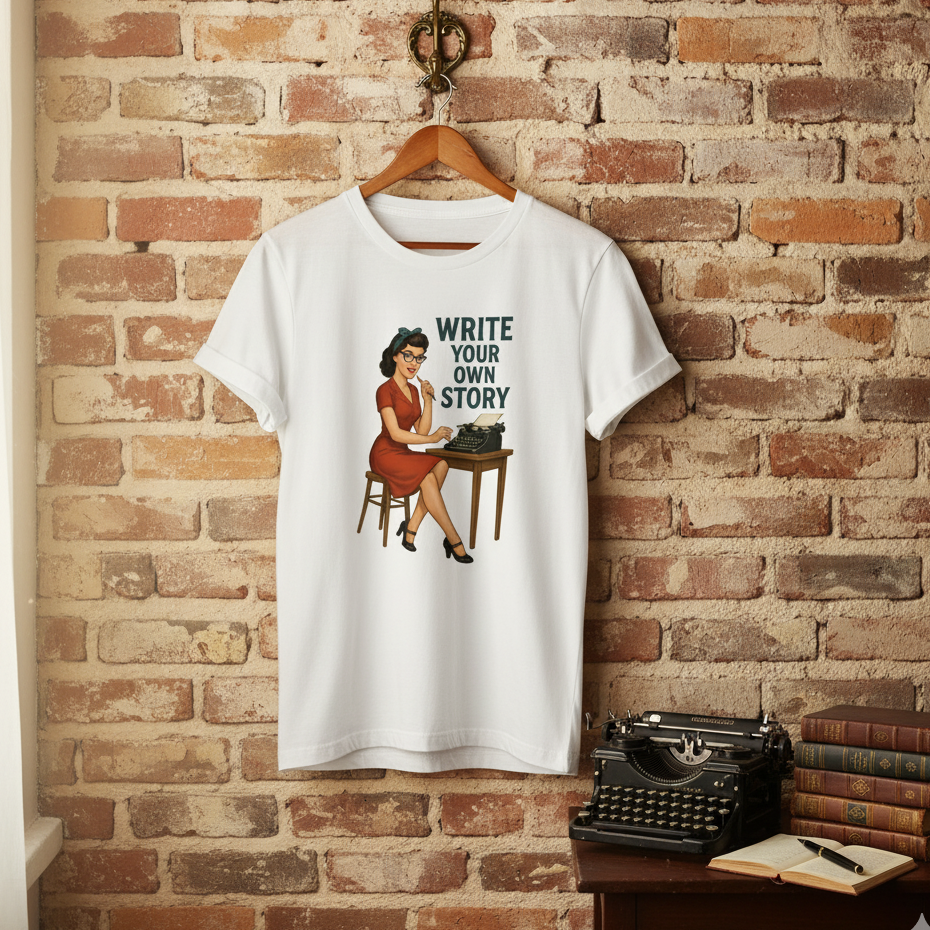 Camiseta larga de Escritora para Mujer - Diseño Vintage "Write Your Own Story"