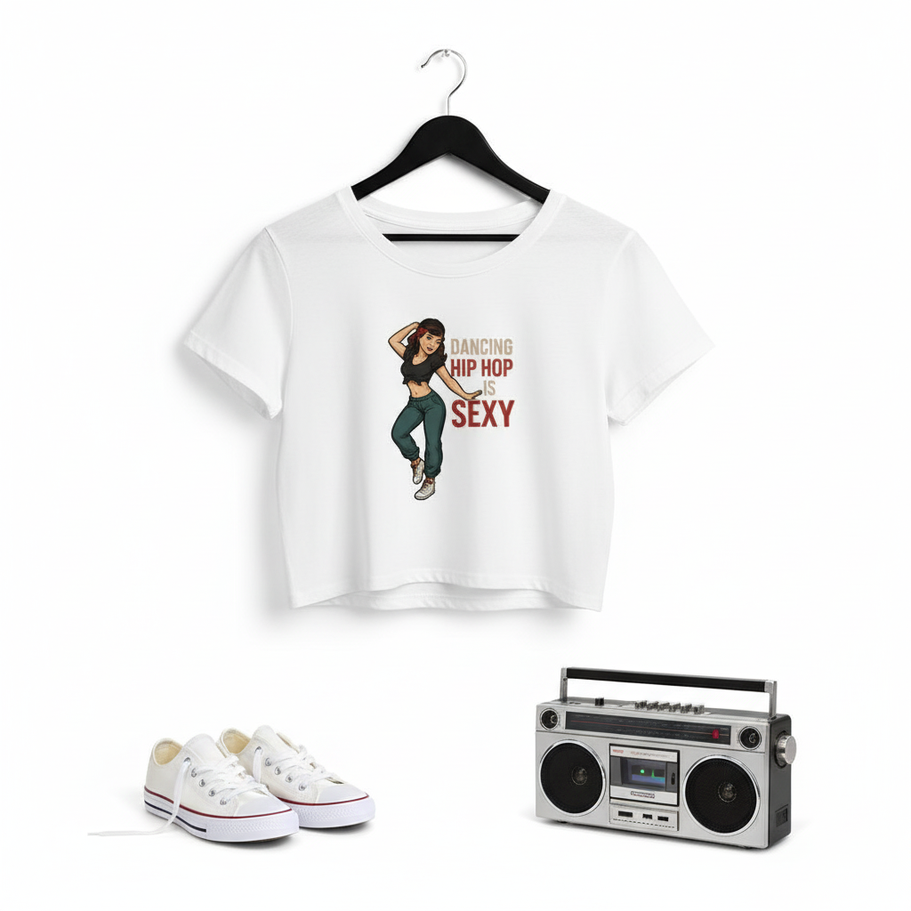 Crop Top de Hip Hop para Mujer - Camiseta Corta Retro     "Dancing Hip Hop is Sexy"