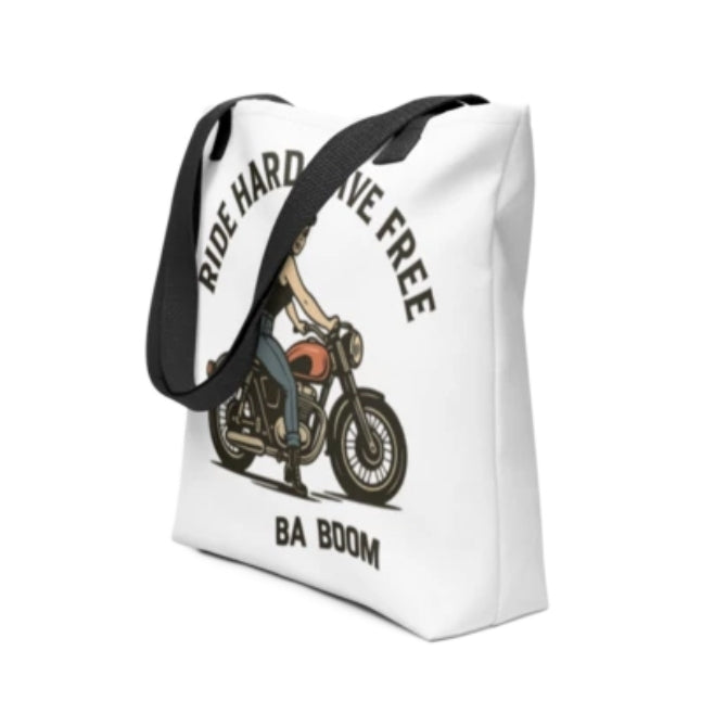 Bolso Tote Motera Retro                                        - Estilo Pin Up                             "Ride Hard Live Free"