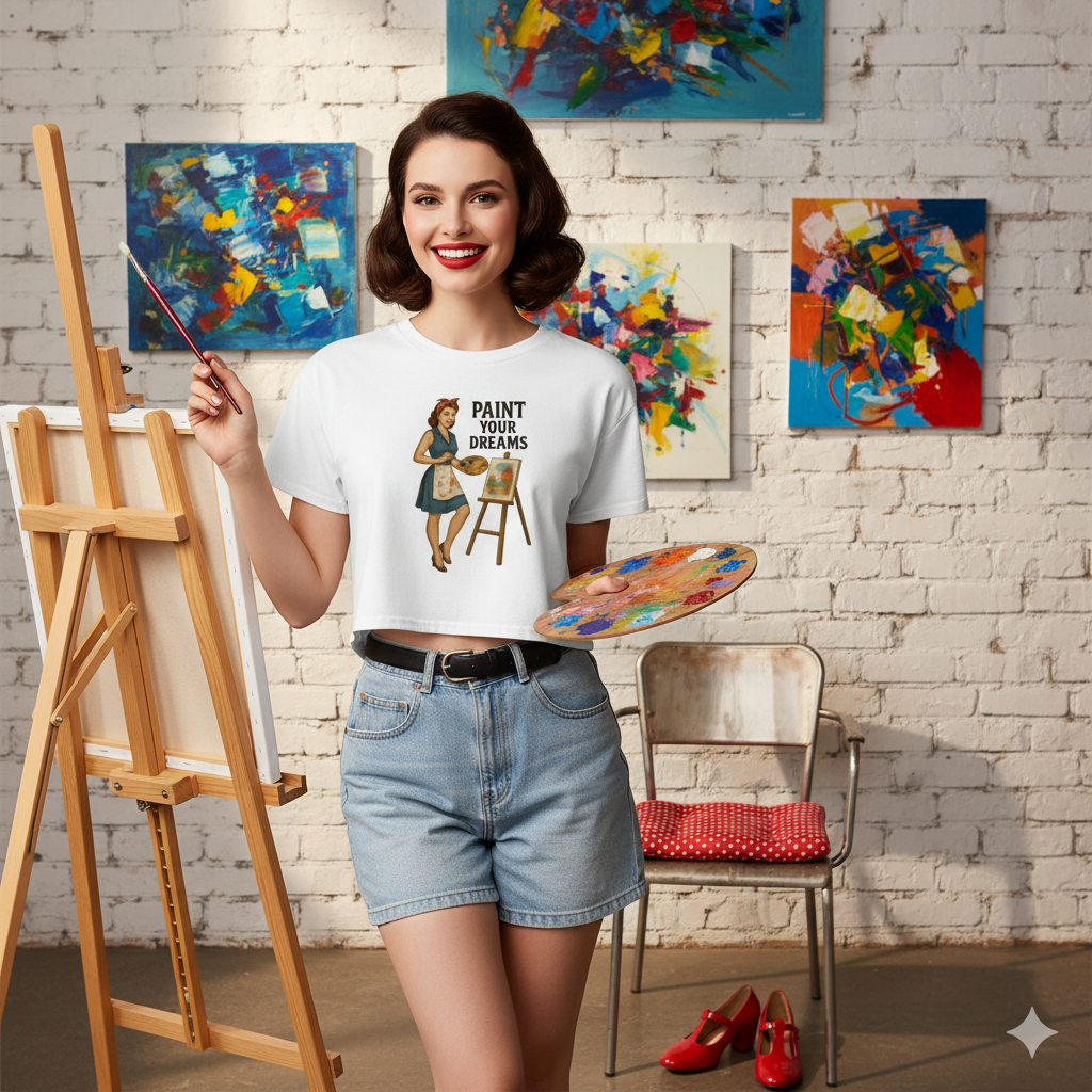 Crop Top de Pintora para Mujer - Camiseta Corta Retro              "Paint Your Dreams"